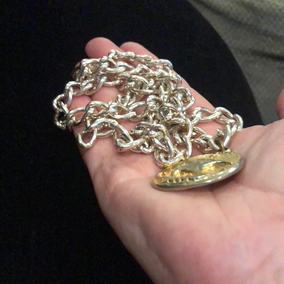 Vintage 80’s /90’s. hip hop style long necklace two- tone gold nautical pendant - Picture 8 of 10